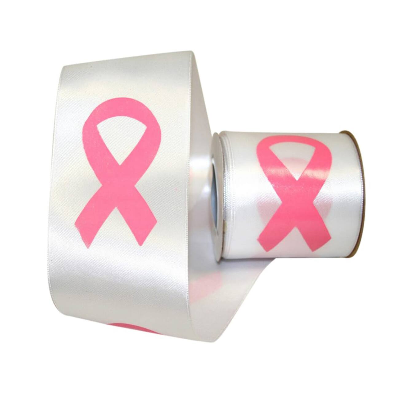 JAM Paper 2.5" x 10yd. White Breast Cancer Awareness Symbol Ribbon
